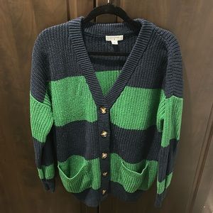 La Ligne x Target Blue Green Rugby Stripe Cardigan Sweater size M